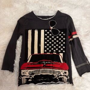 Kids Long-Sleeve Graphic Tee - Black with Red Car - 100% cotton